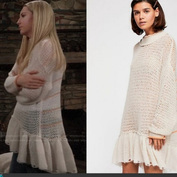 Free People Float On Sweater Dress Women's S Cream Babydoll Retro Romantic - Picture 3 of 13